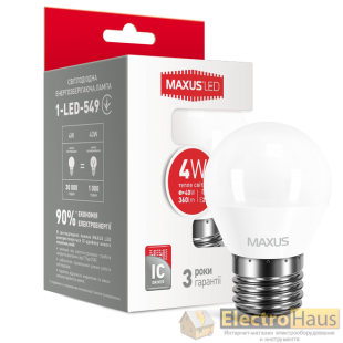 LED лампа MAXUS G45 F 4W теплый свет E27 (1-LED-549)